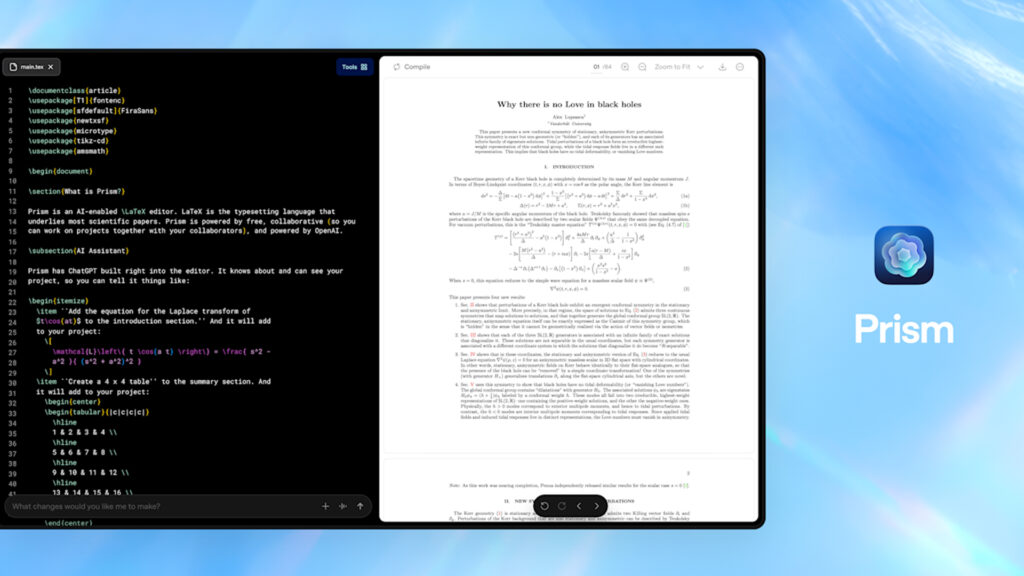 شركة OpenAI تطلق تطبيق Prism لمساعدة الباحثين العلميين