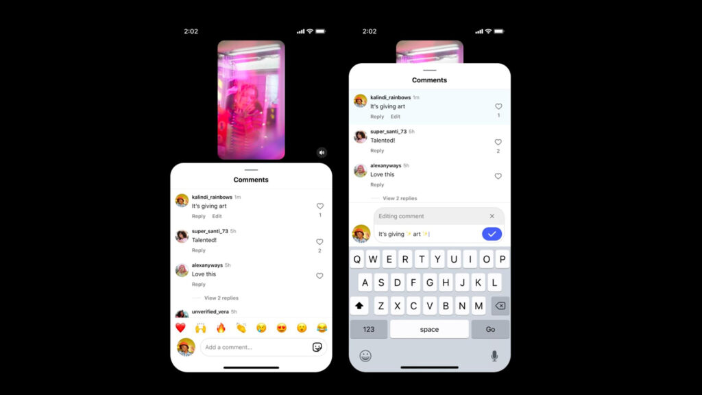 ميتا تتيح أخيراً تعديل التعليقات على المنشورات في إنستغرام