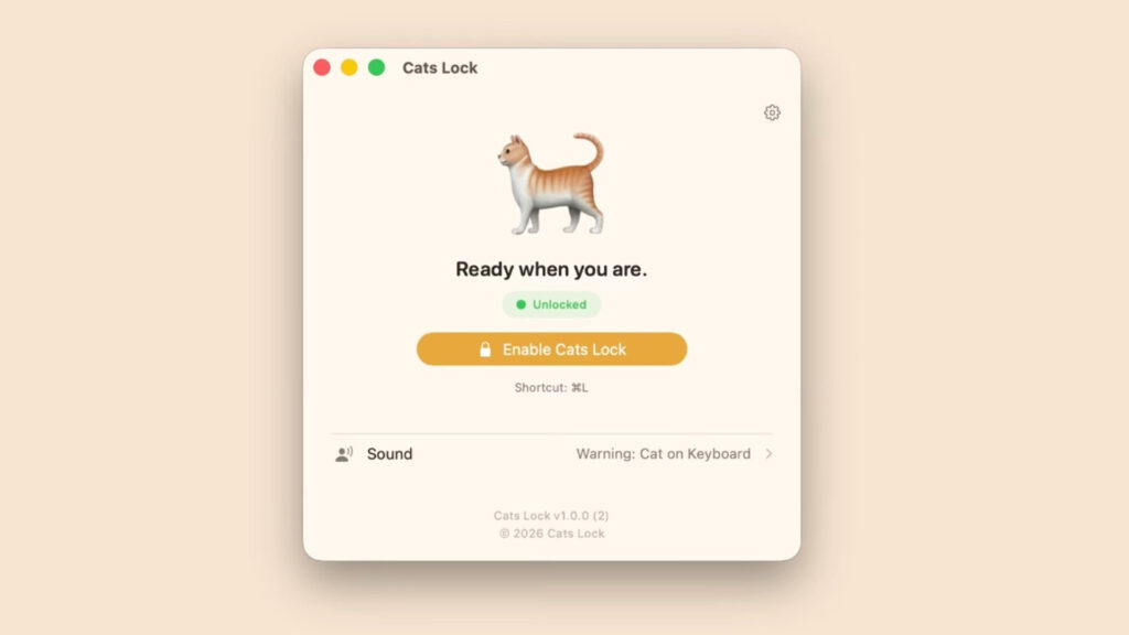 تطبيق جديد لأجهزة ماك لمحبي القطط يسمى Cats Lock
