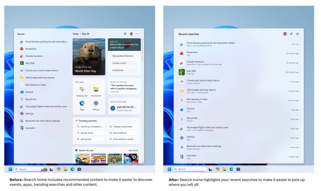 شركة Microsoft تجعل مربع بحث Windows أكثر انسيابية وفائدة