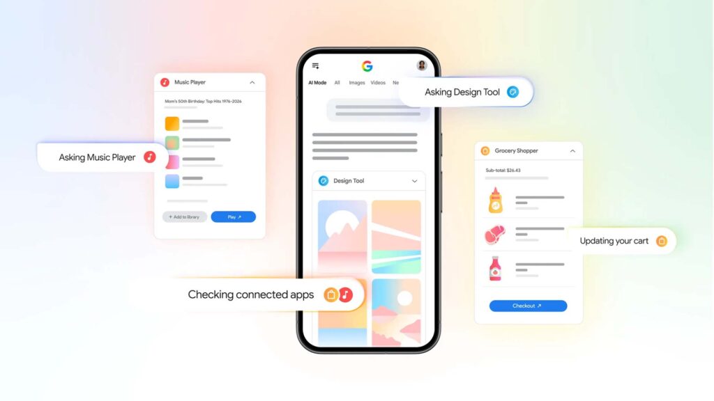 ميزة Google AI Mode تتكامل الآن مع تطبيقات Canva و YouTube Music و Instacart