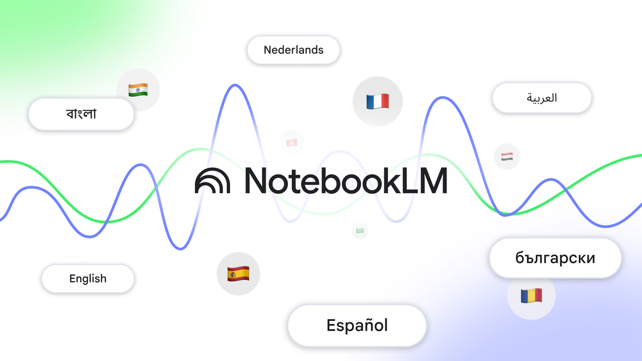 رسم رسمي للملخصات الصوتية متعددة اللغات يتضمن العربية ويحمل اسم NotebookLM السابق