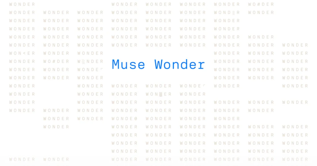 ميتا تطلق نموذجي Muse Wonder وWonder Full اسم Muse Wonder بالأزرق على الخلفية الرسمية لإعلان ميتا
