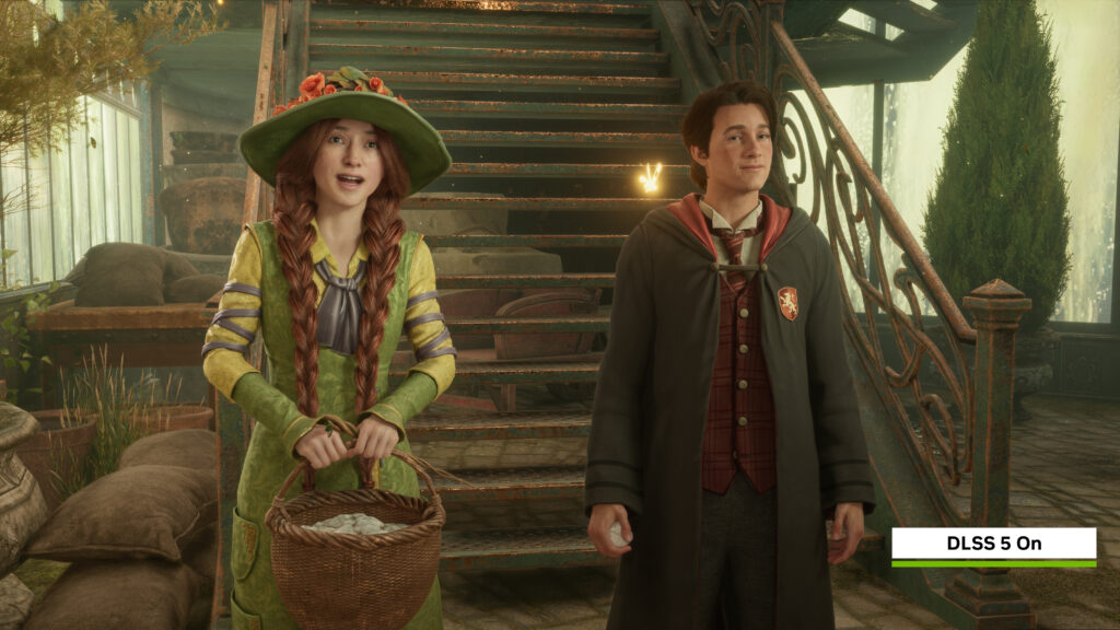 إنفيديا تعلن عن نموذج أسرع لتقنية DLSS 5 شخصيتان في Hogwarts Legacy مع تفعيل DLSS 5