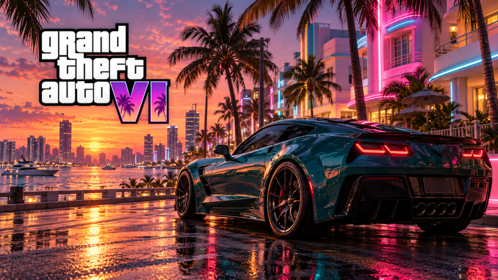 روكستار تكشف عن عرض إطلاق GTA 6 وتؤكد موعد 19 نوفمبر تصميم توضيحي مولّد بالذكاء الاصطناعي لمدينة ساحلية وسيارات بأجواء مستوحاة من GTA 6