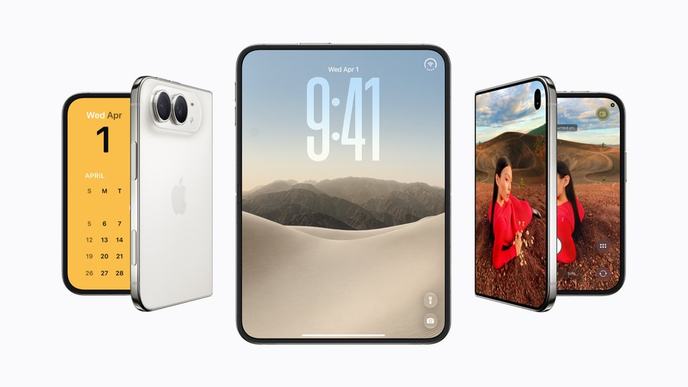 طلبات iPhone Duo الجديدة تواجه انتظارًا قد يمتد إلى يناير هاتف iPhone Duo في الوضعين المطوي والمفتوح في صورة رسمية من Apple