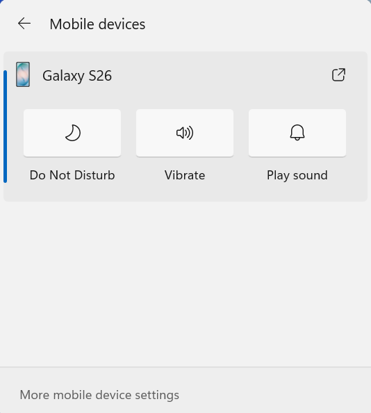 أزرار عدم الإزعاج ووضع الرنين وتشغيل الصوت لهاتف Android متصل بويندوز