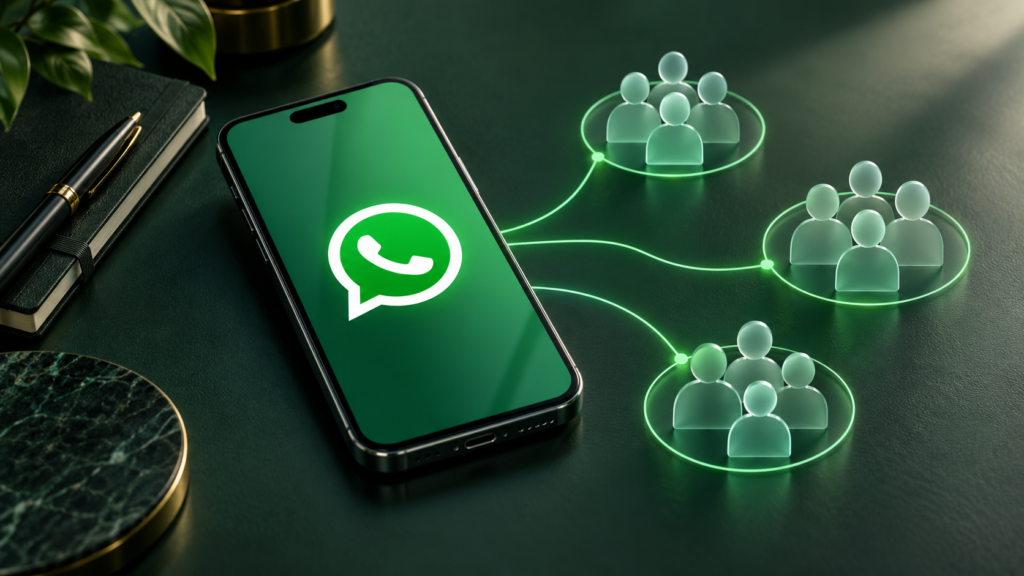 واتساب يطوّر WhatsApp Organizations لإدارة المجتمعات الكبيرة رسم توضيحي لإدارة مجموعات مترابطة في مجتمعات WhatsApp
