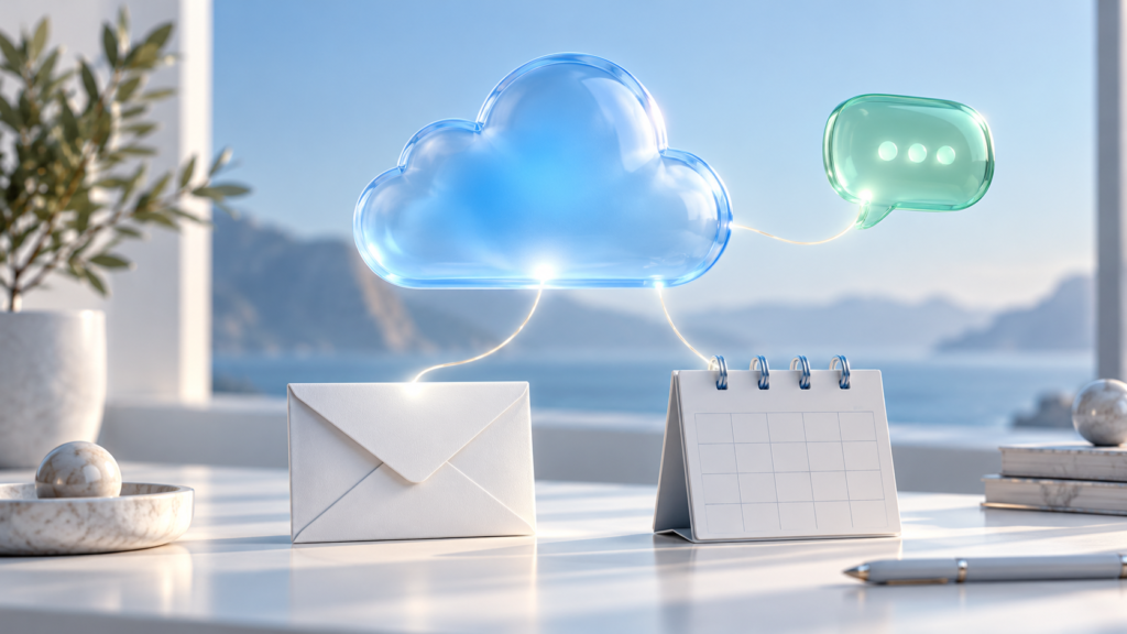 أوبن إيه آي تضيف بريد وتقويم iCloud إلى ChatGPT رسم توضيحي لمفهوم ربط البريد والتقويم السحابي بمساعد محادثة