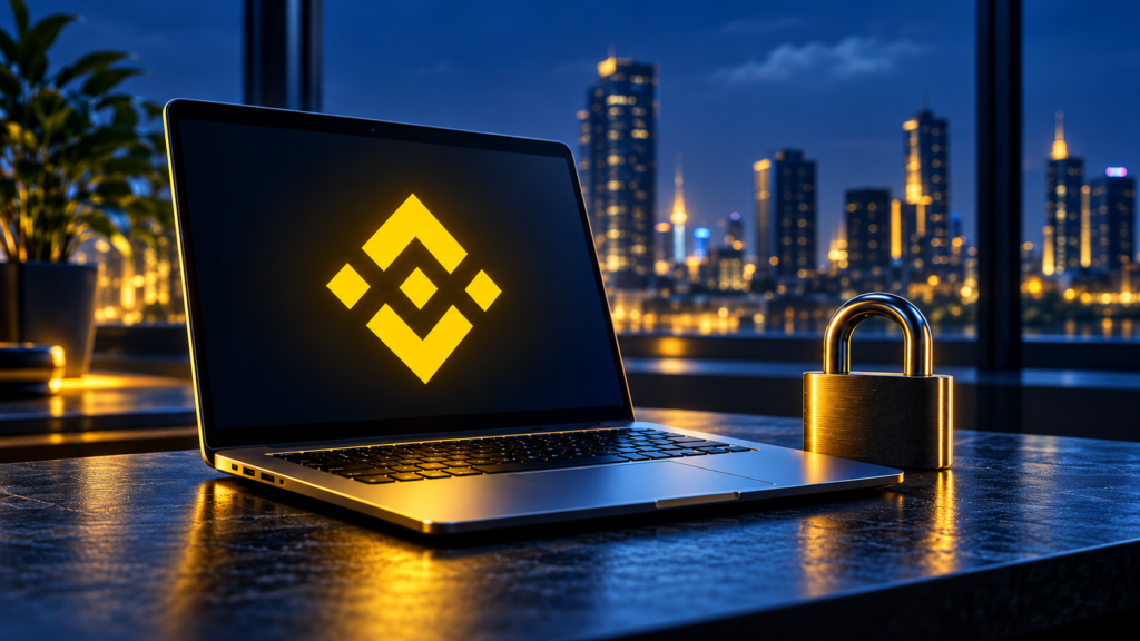 حادث أمني في Binance يؤثر في أصول بقيمة 6.3 مليارات دولار بحسب المنصة صورة تعبيرية لشعار Binance على حاسوب بجوار قفل أمني